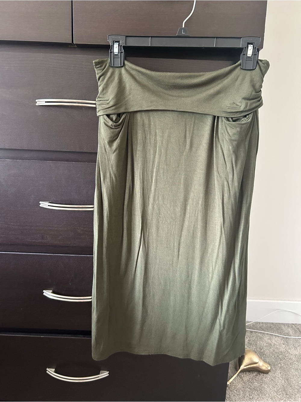 VENUS Olive Green Fold-Over Waist Skirt